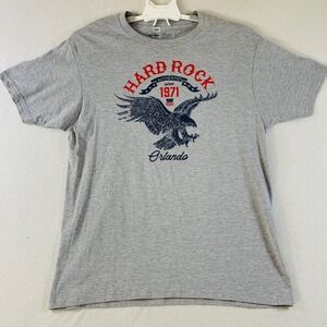 Hard Rock Americana Flying Eagle Orlando‎ Tee Men's Short Sleeve Gray Large